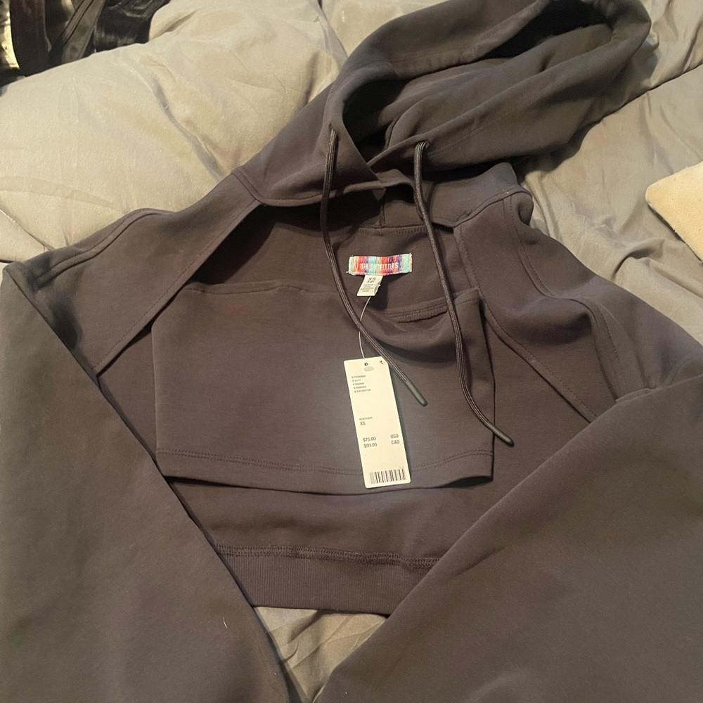 UO Black Open Hoodie w/ Bandeau Top
